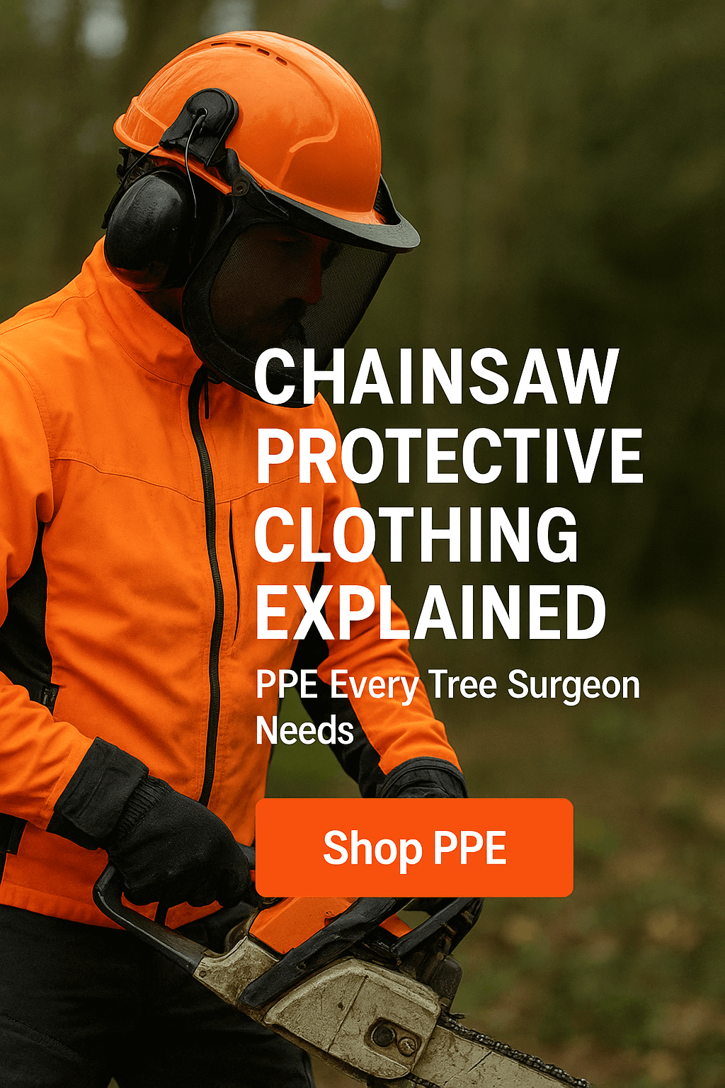 Chainsaw Protective Clothing Explained: PPE Every Tree Surgeon Needs - Arborist in protective gear using a chainsaw outdoors.