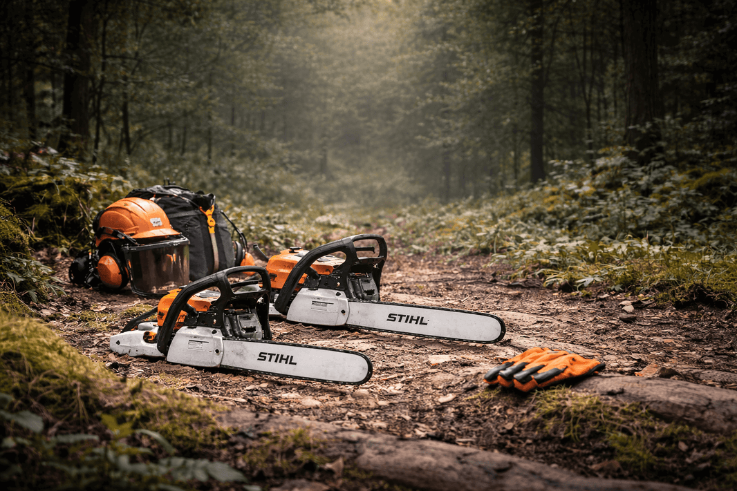 Best Ground Saws for Professional Tree Work 2026 (STIHL Models Reviewed) in a forest setting with equipment.