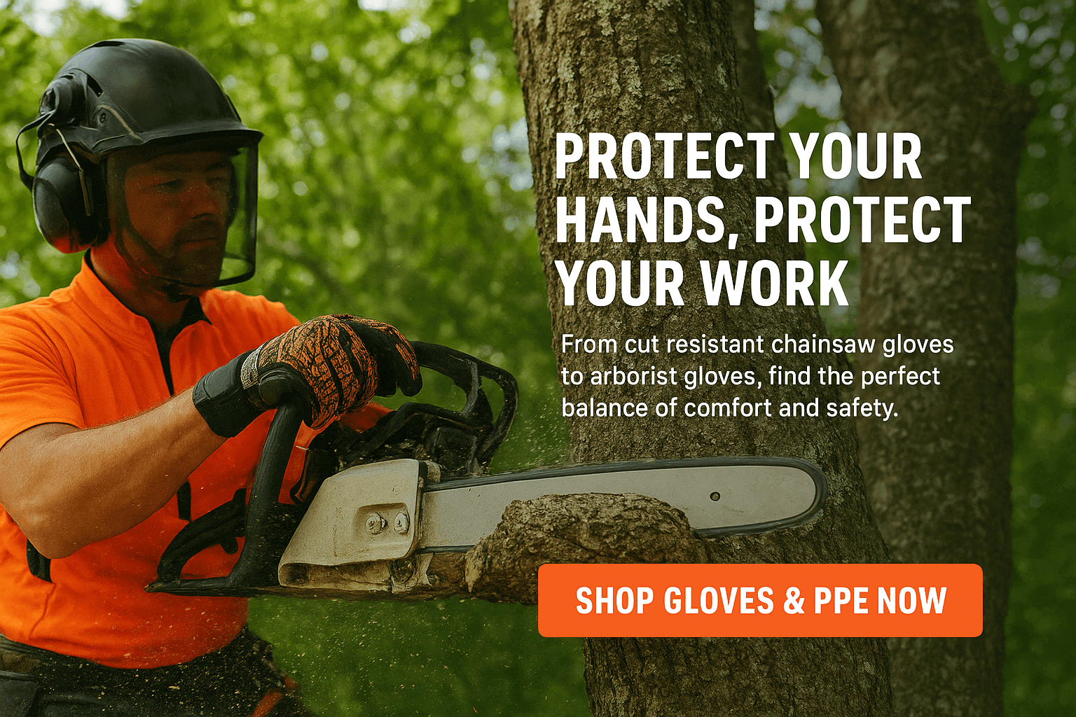 Best Chainsaw Gloves for Tree Surgeons: Comfort vs. Protection - a tree surgeon demonstrating chainsaw usage.