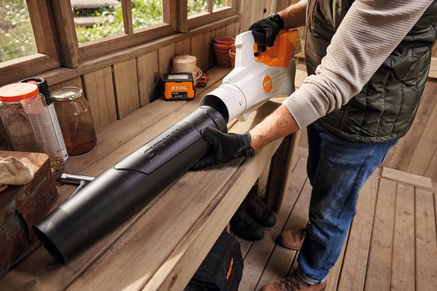 STIHL Blowers, Backpack Blowers & Vacuum Shredders in use, showcasing efficient performance for grounds maintenance.