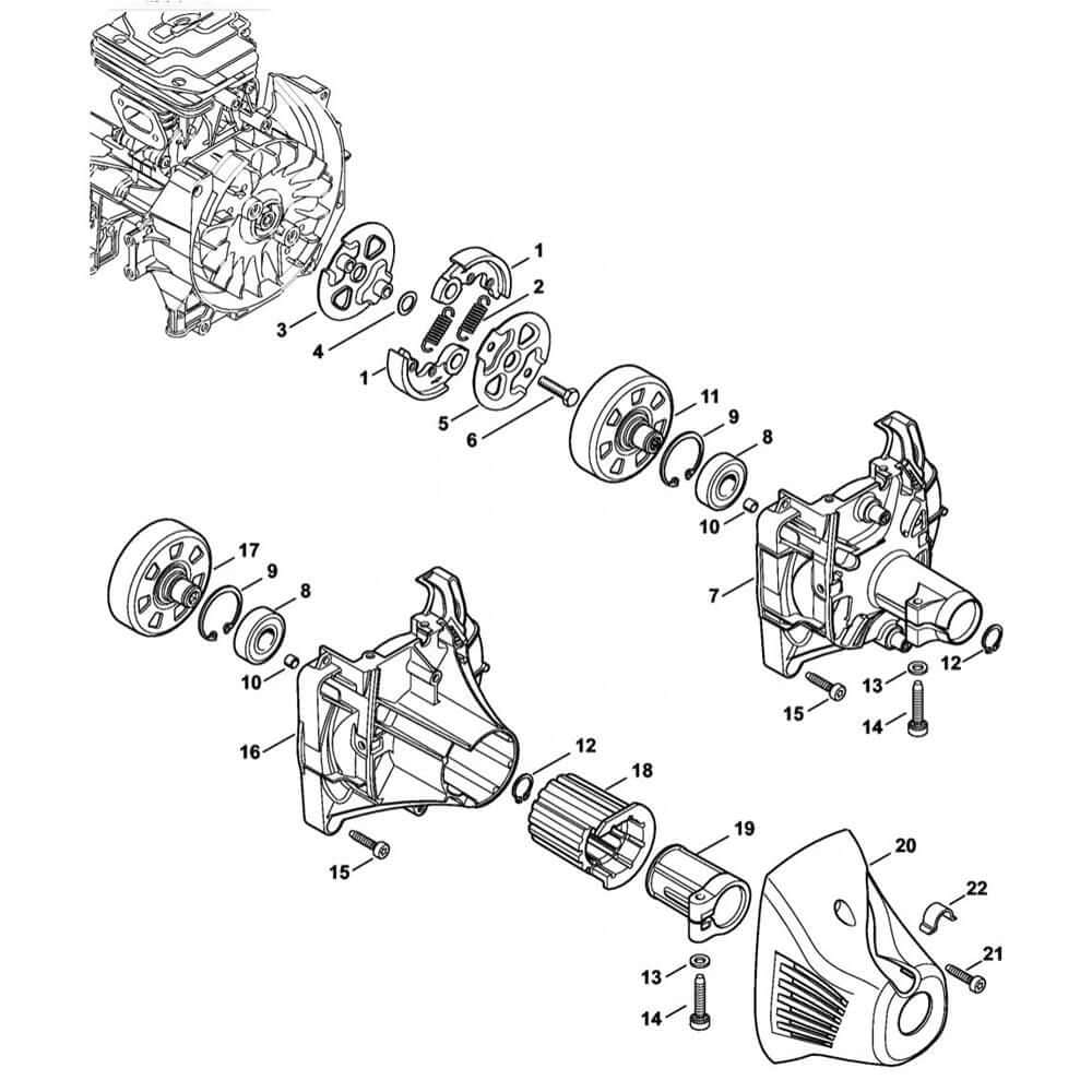 Technical diagram of STIHL FS 131 Brushcutter Spare Parts, including engine components and assembly details.