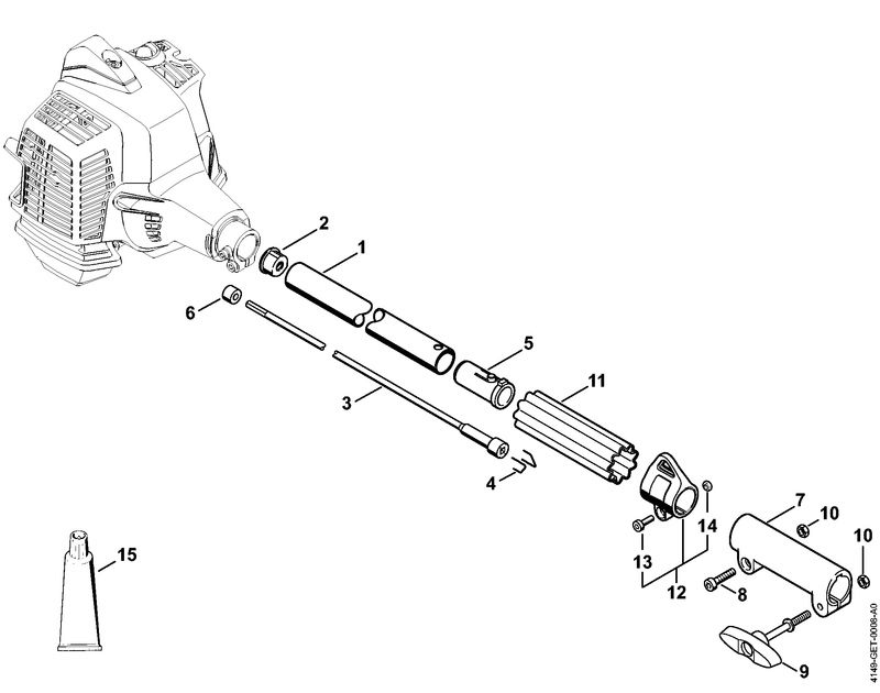 Exploded view diagram of STIHL Kombi engine spare parts for maintenance, including attachments and components for tree surgeons.