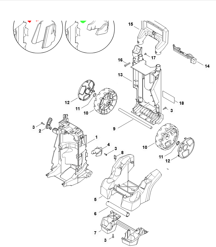 STIHL pressure washer spare parts diagram with labeled components for easy identification and replacement.