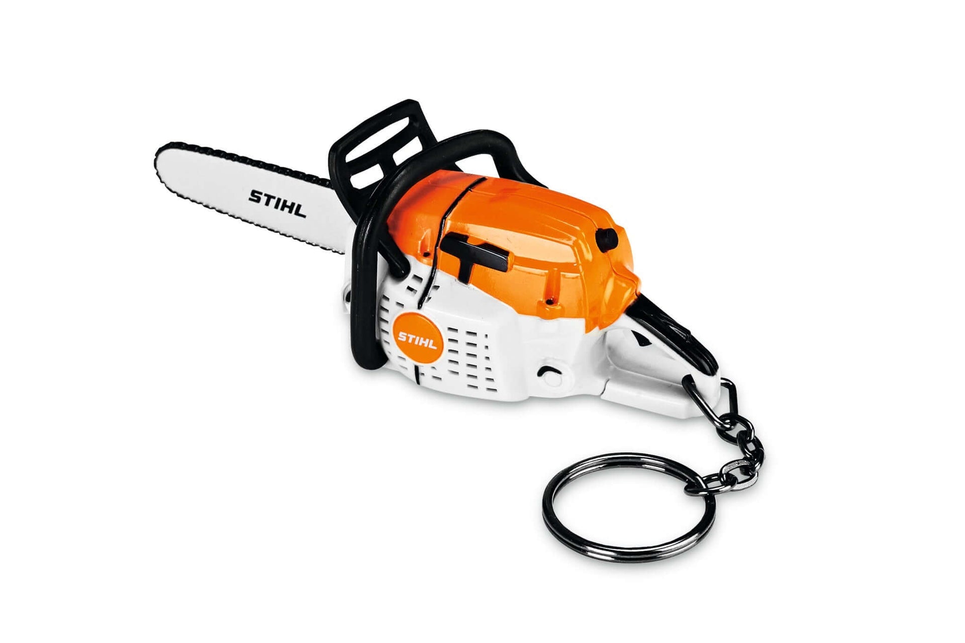 STIHL chainsaw keyring, a stylish accessory for tree surgeons and arborists, showcasing quality and innovation.