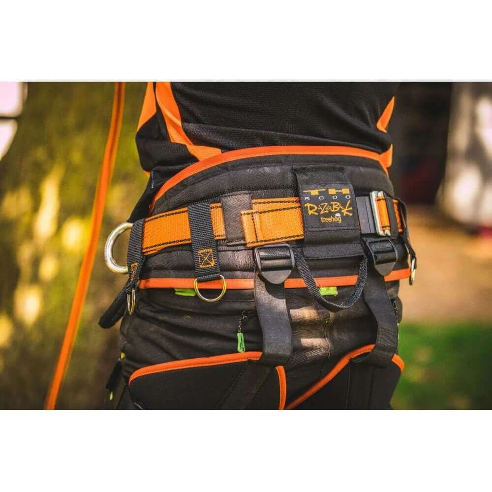 Treehog tree surgeon harness designed for safety and comfort during tree work, featuring a durable and stylish design.