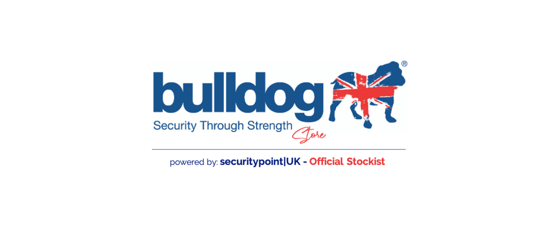 Bulldog Tool Locks logo featuring the slogan Security Through Strength and a British flag.