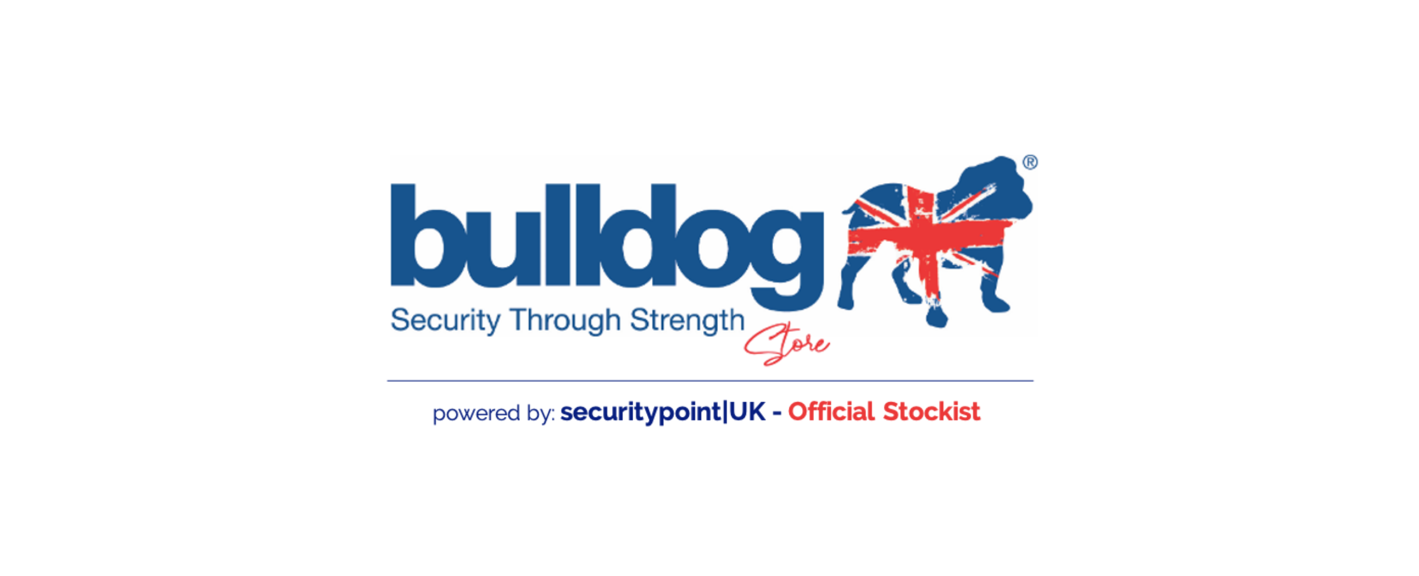 Bulldog Tool Locks logo featuring the slogan Security Through Strength and a British flag.
