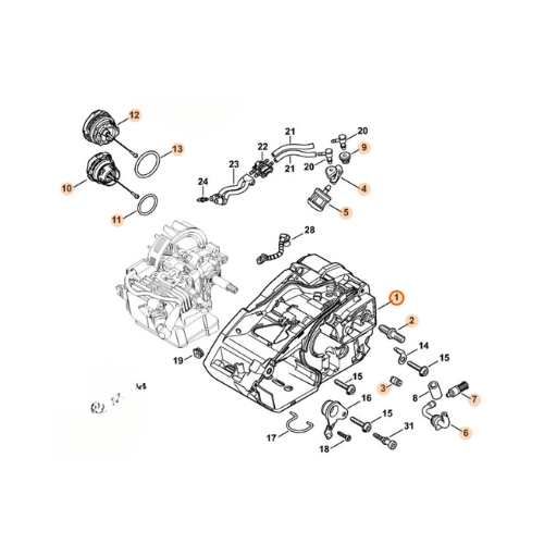 STIHL MSA 220 C-B Chainsaw Spare Parts exploded view diagram with labeled components and assembly parts.