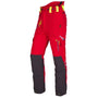 Breatheflex Chainsaw Trousers in red, designed for tree surgeons with lightweight and breathable features for safety.