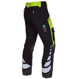 Breatheflex Chainsaw Trousers for women, lime design, tailored fit, breathable fabric for tree surgeons and climbers.