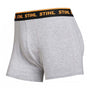 Grey STIHL mens boxer shorts featuring elastic waistband and tagless design, ideal for tree surgeons.