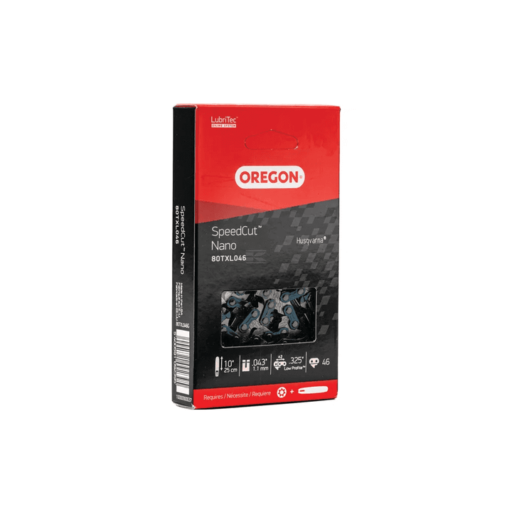 Oregon SpeedCut Nano chainsaw chain, .325 size, 46 DL, ideal for tree surgeons and compact saws.
