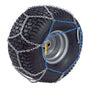 Snow chains on a tire designed for improved traction in icy conditions, suitable for various STIHL models.