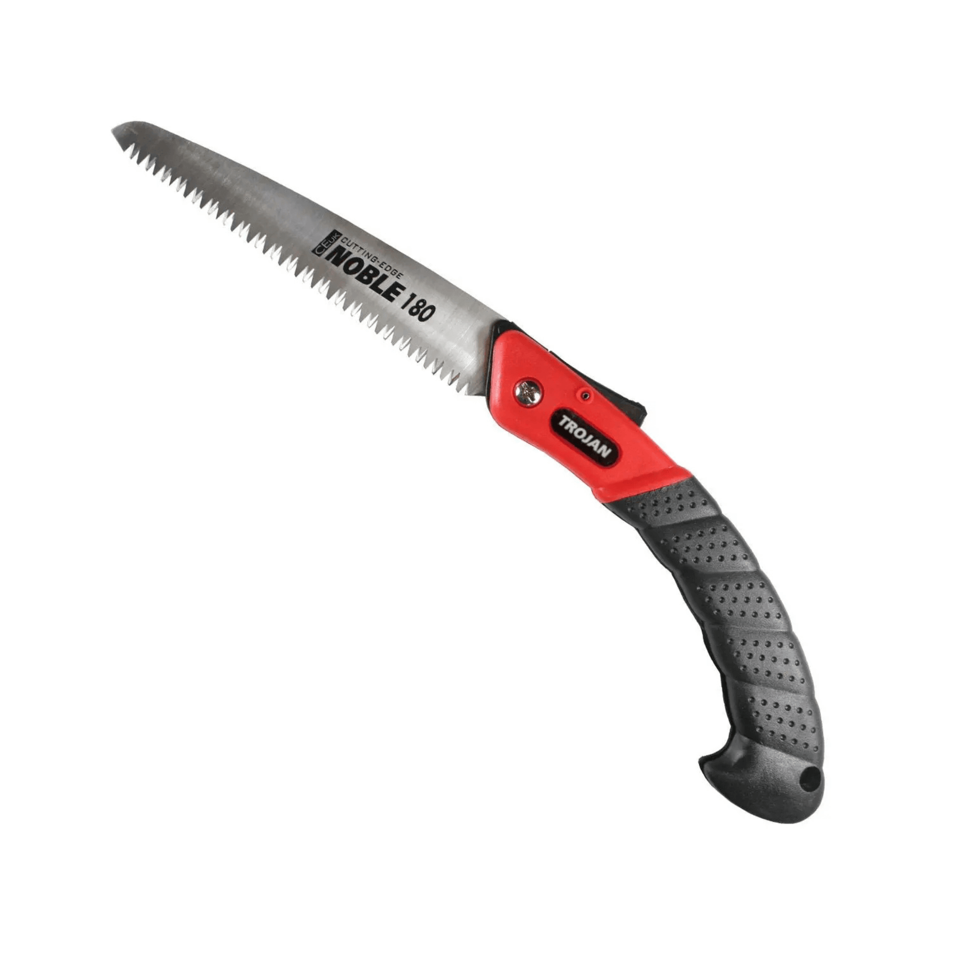 Noble F-180 Folding Handsaw with high-carbon steel blade for efficient pruning.
