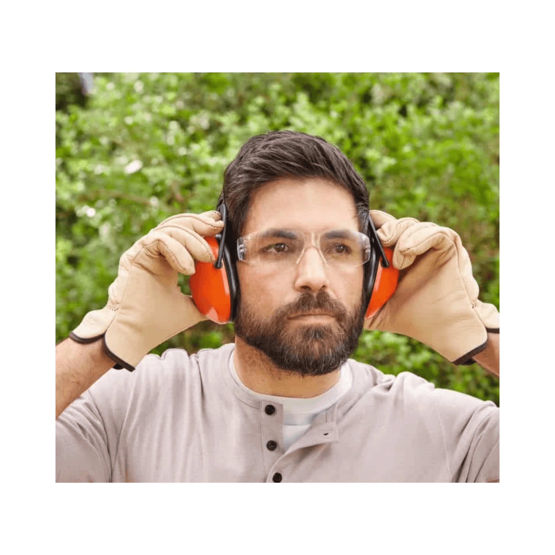 Person wearing STIHL Concept 24 Ear Protection with gloves, ideal for tree surgeons and arborists.