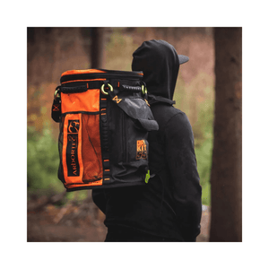 Cobra Drykit Climbing Rope Bag worn by a tree surgeon, featuring a robust, waterproof design for professional arborists.