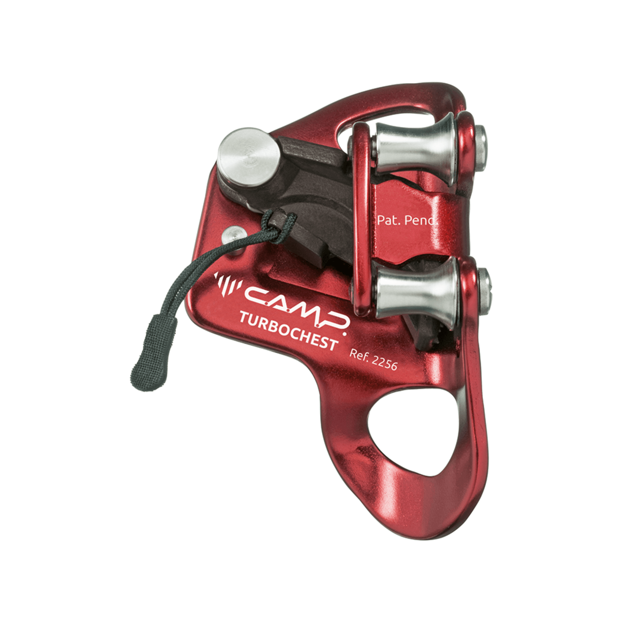 C.A.M.P. TURBOCHEST Chest Ascender model 2256V in red, featuring dual roller technology for efficient climbing.