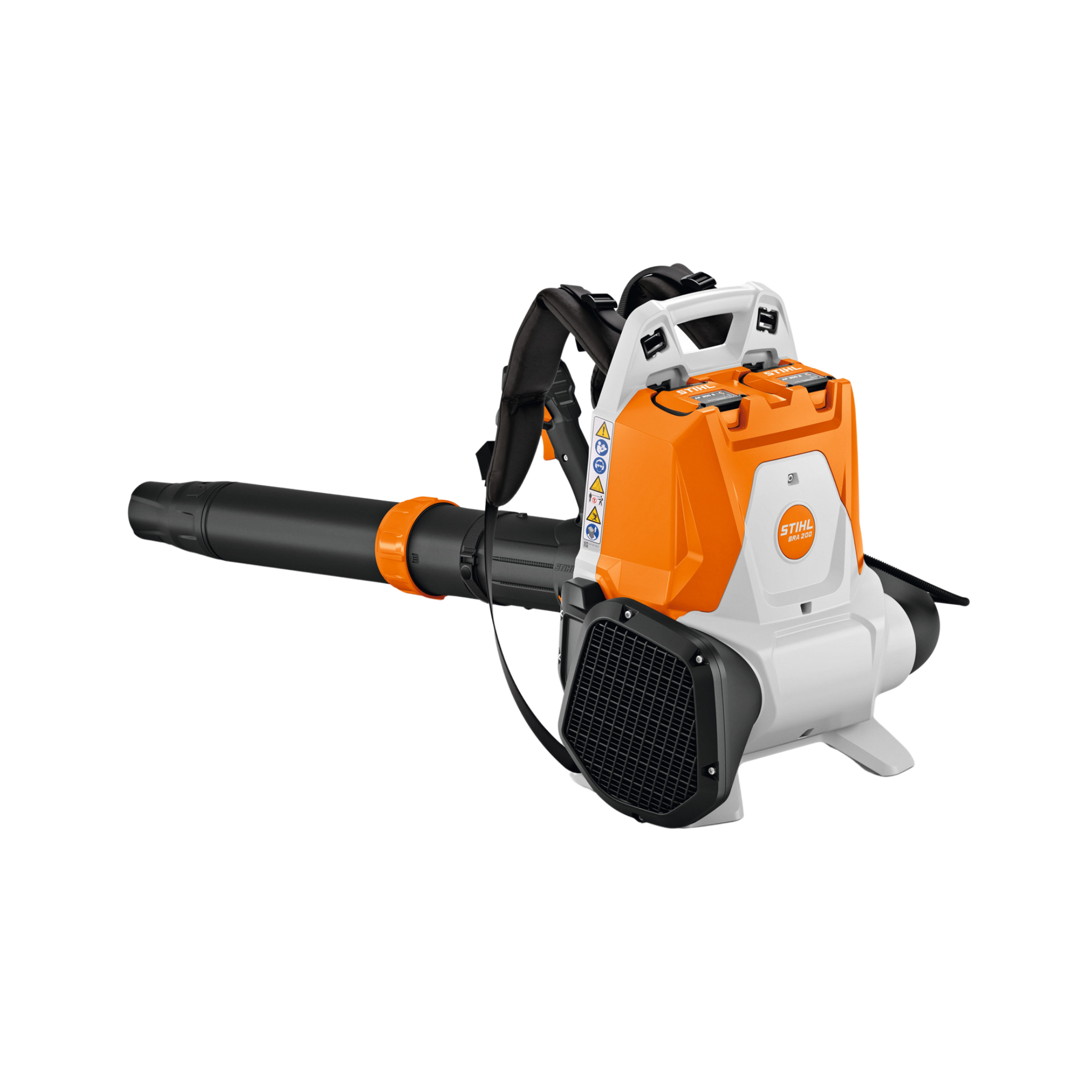 Stihl BRA 200 Cordless Backpack Leaf Blower showcasing its ergonomic design and powerful performance for efficient yard work.