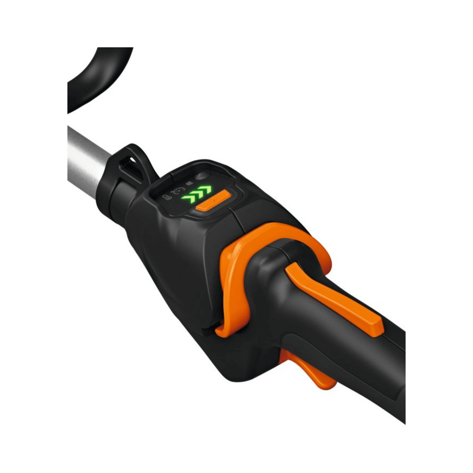 Control panel of the HLA 140 K-B Cordless Short Shaft Long-Reach Hedge Trimmer for precise operation.