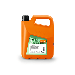 MotoMix 2 Stroke Ready Mixture Fuel in a 5L orange container, ideal for tree surgeon professionals.