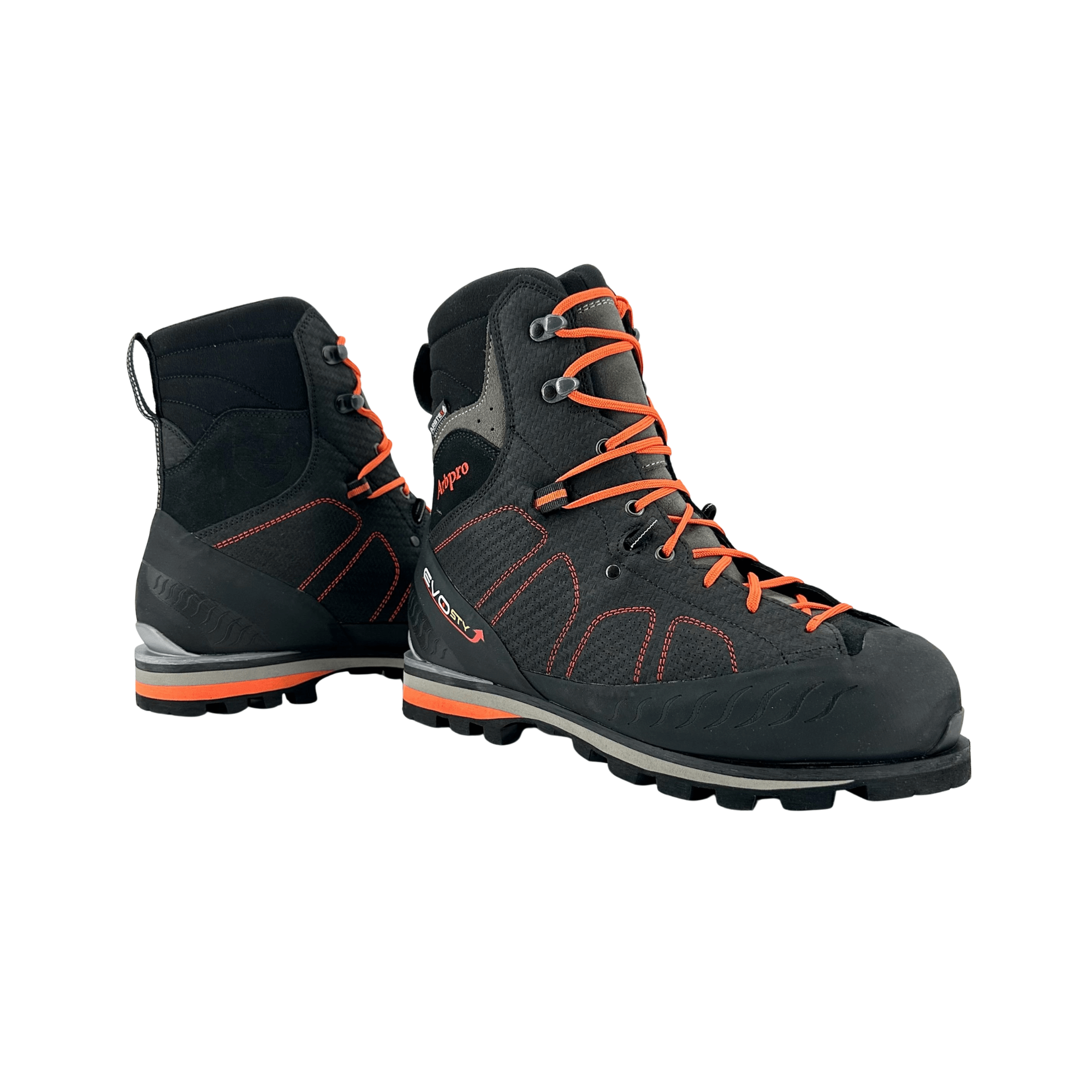 EVO Safety Chainsaw Boots Class 2 in black and orange design for tree surgeons.