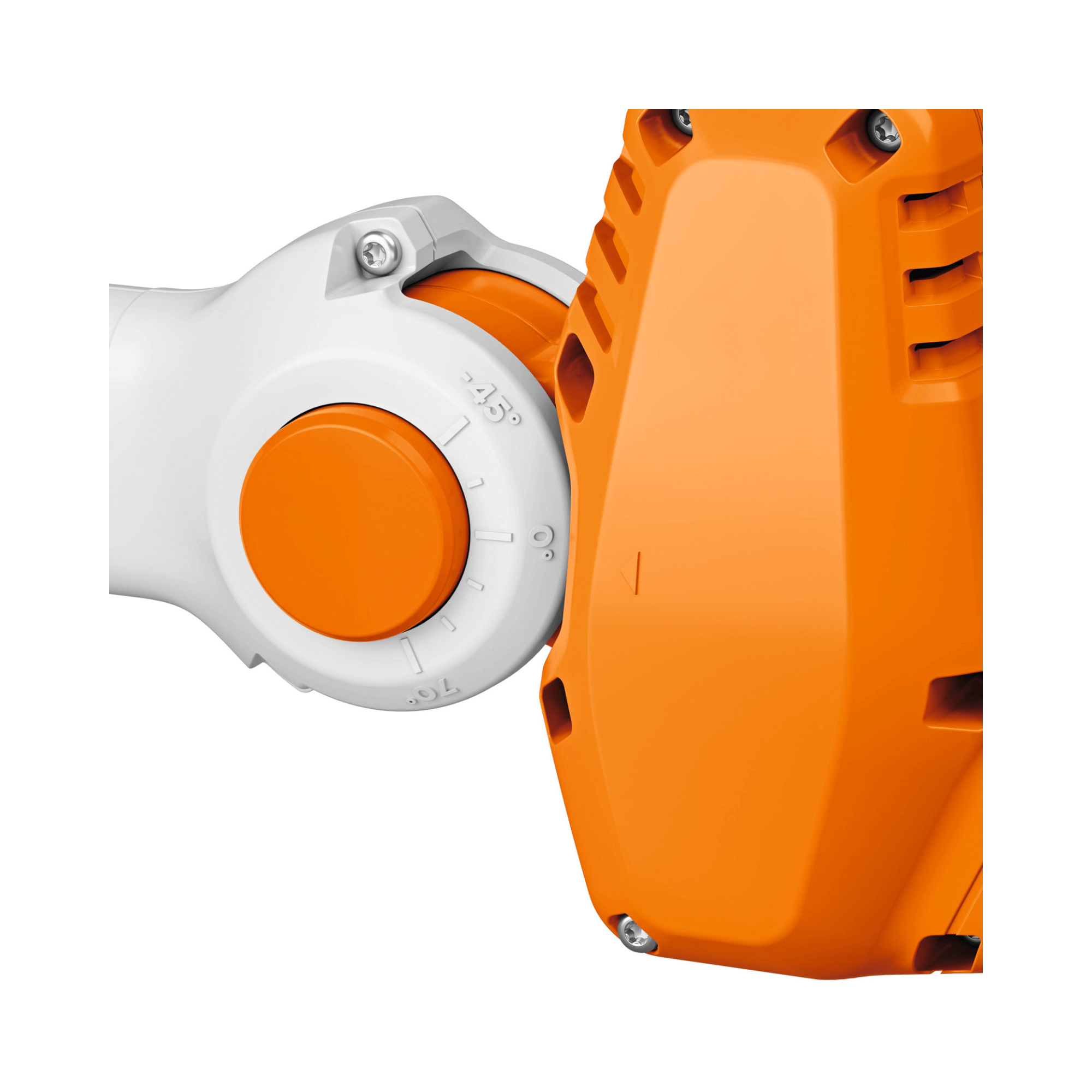 Close-up of HLA 40 Cordless Telescopic Long-Reach Hedge Trimmer adjustment knob for tree surgeons and arborists.