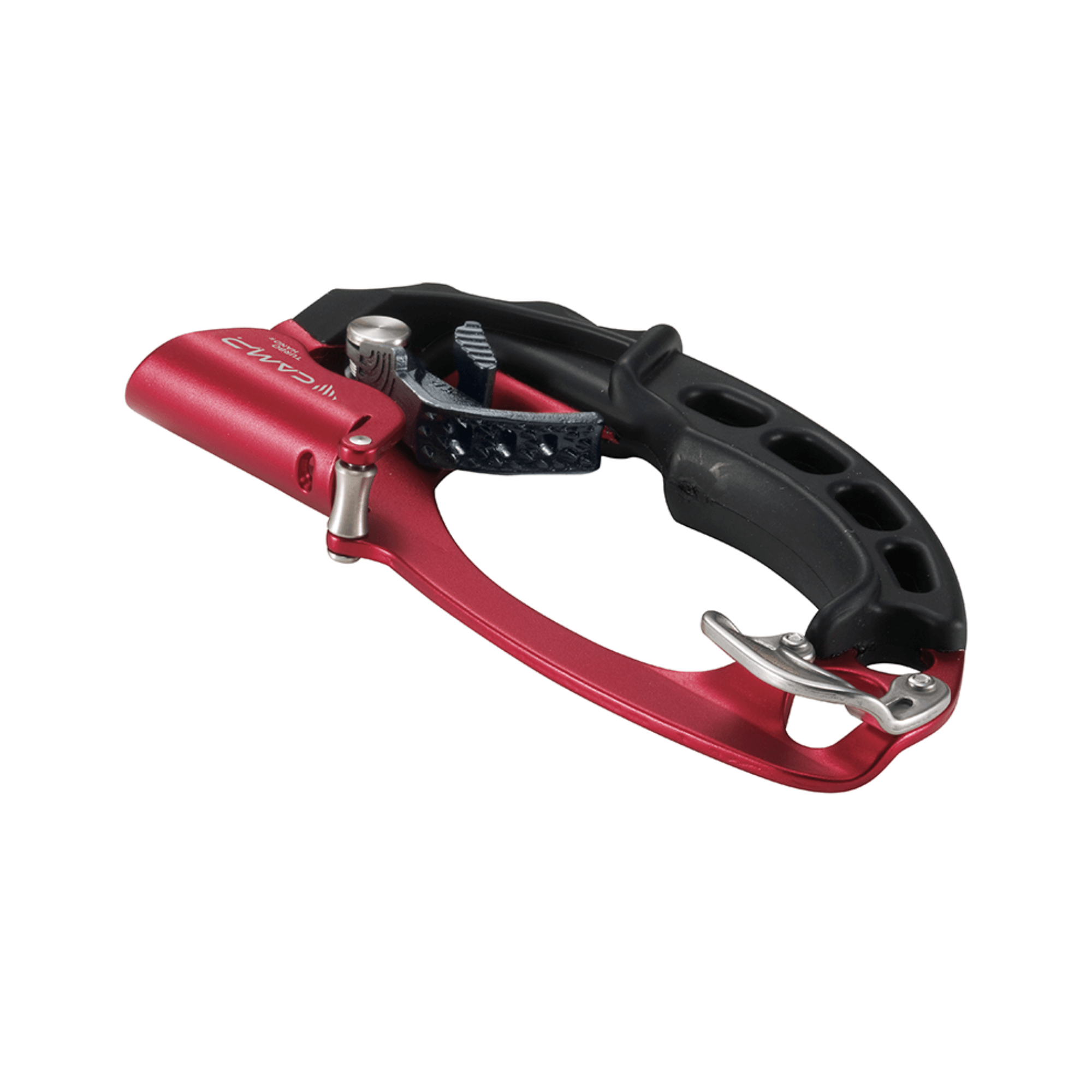 Turbohand Pro Hand Ascender in red with ergonomic grip for efficient rope climbing and professional use.