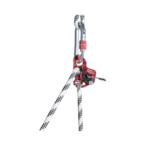 TURBOCHEST Chest Ascender attached to climbing rope, showcasing dual roller technology for efficient vertical movement.