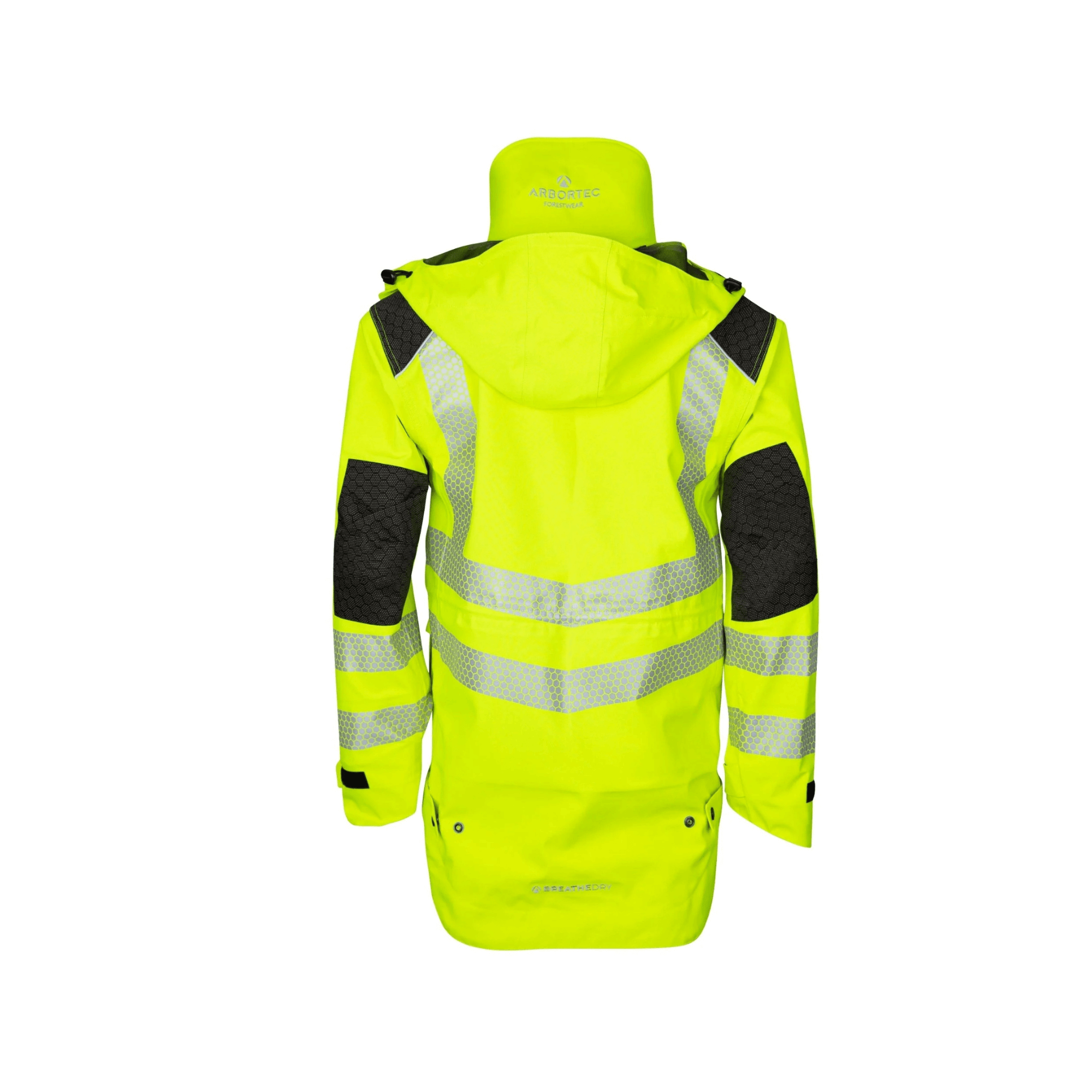 Heavy Duty BreatheDry Hi-Viz Yellow Smock back view featuring reflective strips and waterproof design.