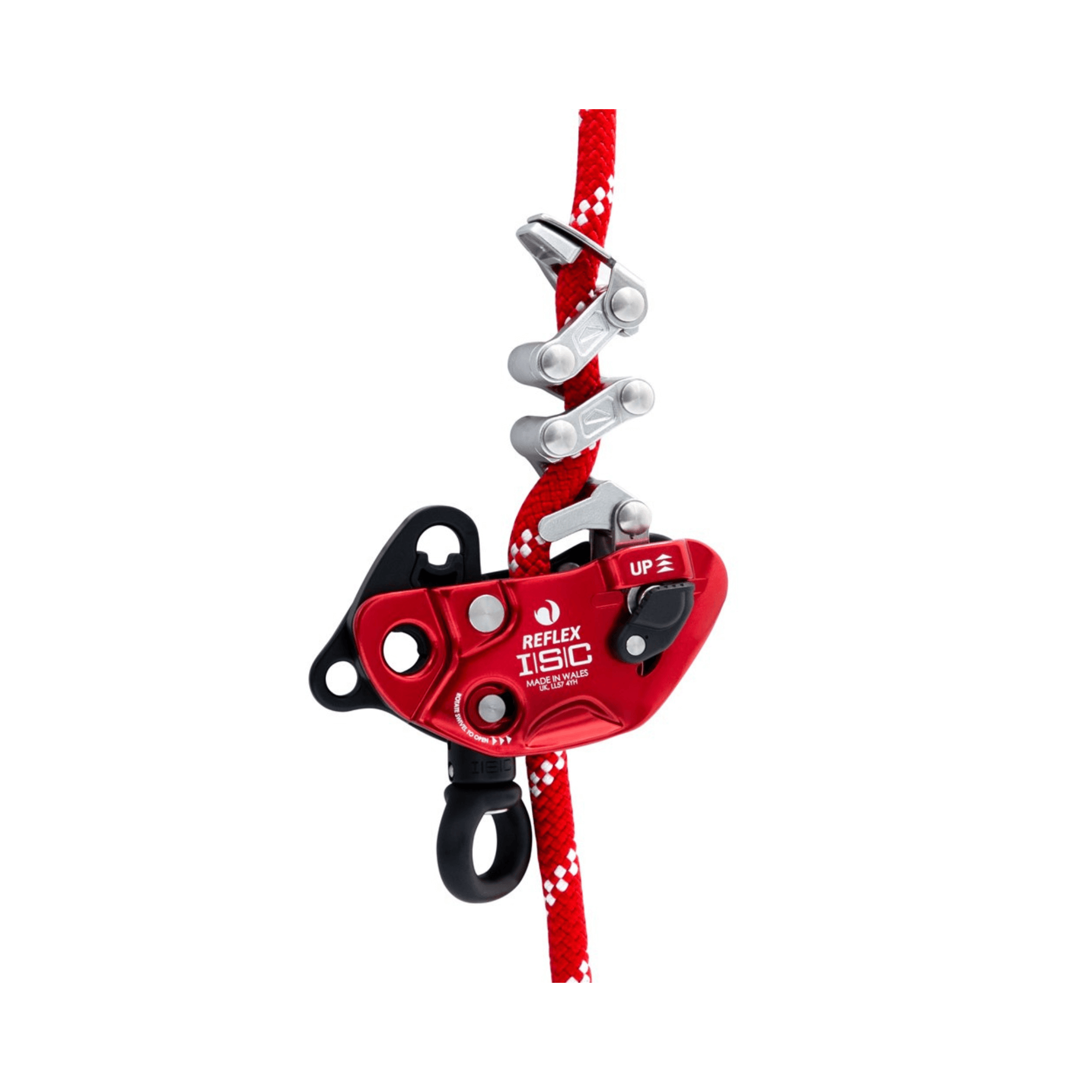 REFLEX Mechanical Hitch attached to rope, designed for precision and safety for arborists and rope-access professionals.