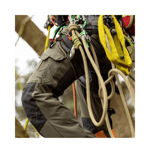 Vented Chainsaw Trousers Type A showcasing lightweight design and advanced ventilation for arborists in action.