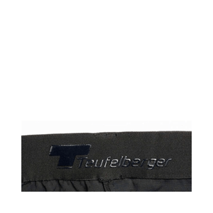 Teufelberger logo on the waistband of Way Up Light Climbing Pants, designed for arborists and outdoor climbers.