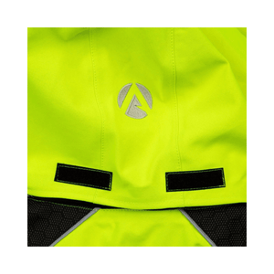 Heavy Duty Full Zip Waterproof Jacket Hi Vis Yellow back view with logo and reflective features.