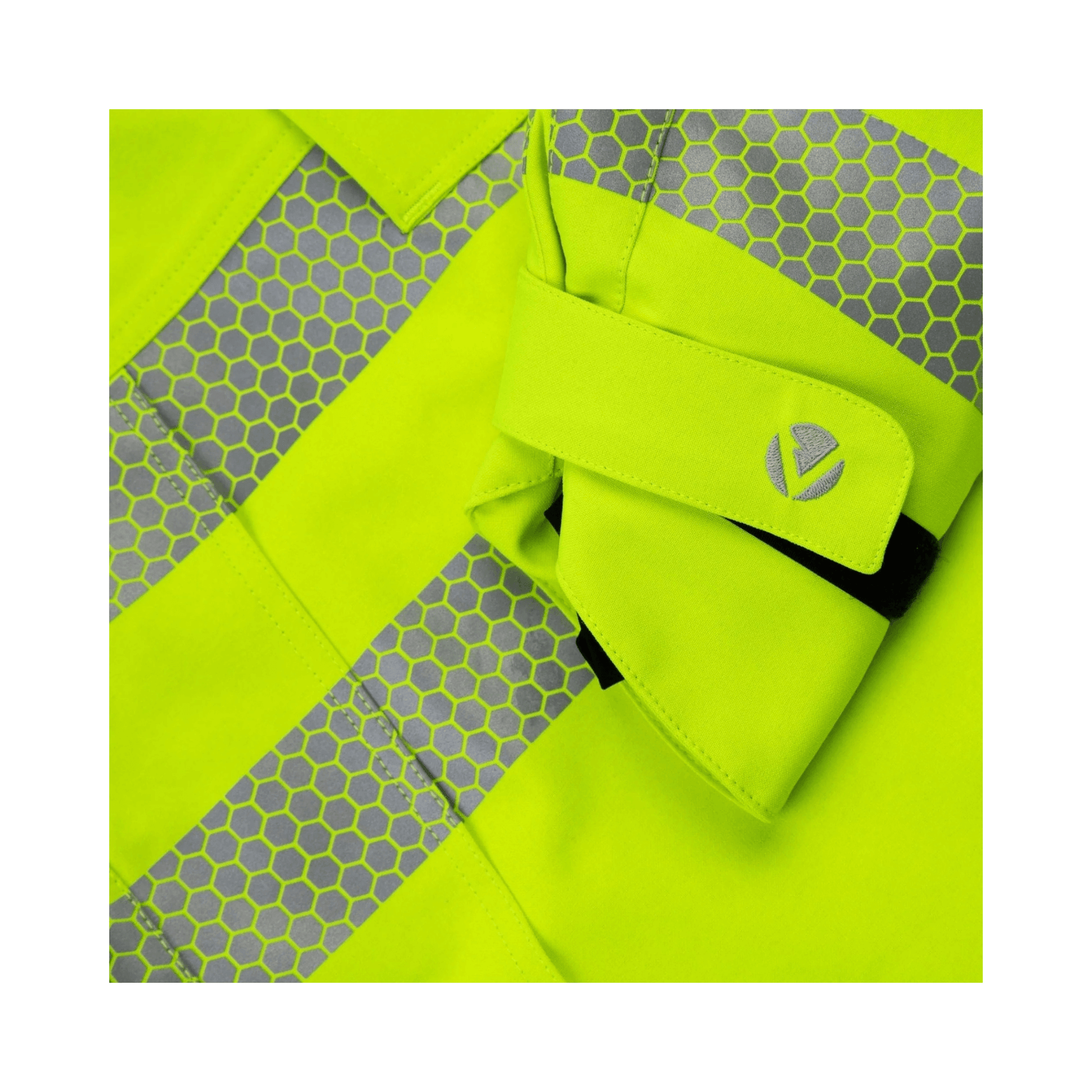 Heavy Duty BreatheDry Hi-Viz Yellow Smock close-up showcasing reflective details and fabric quality.