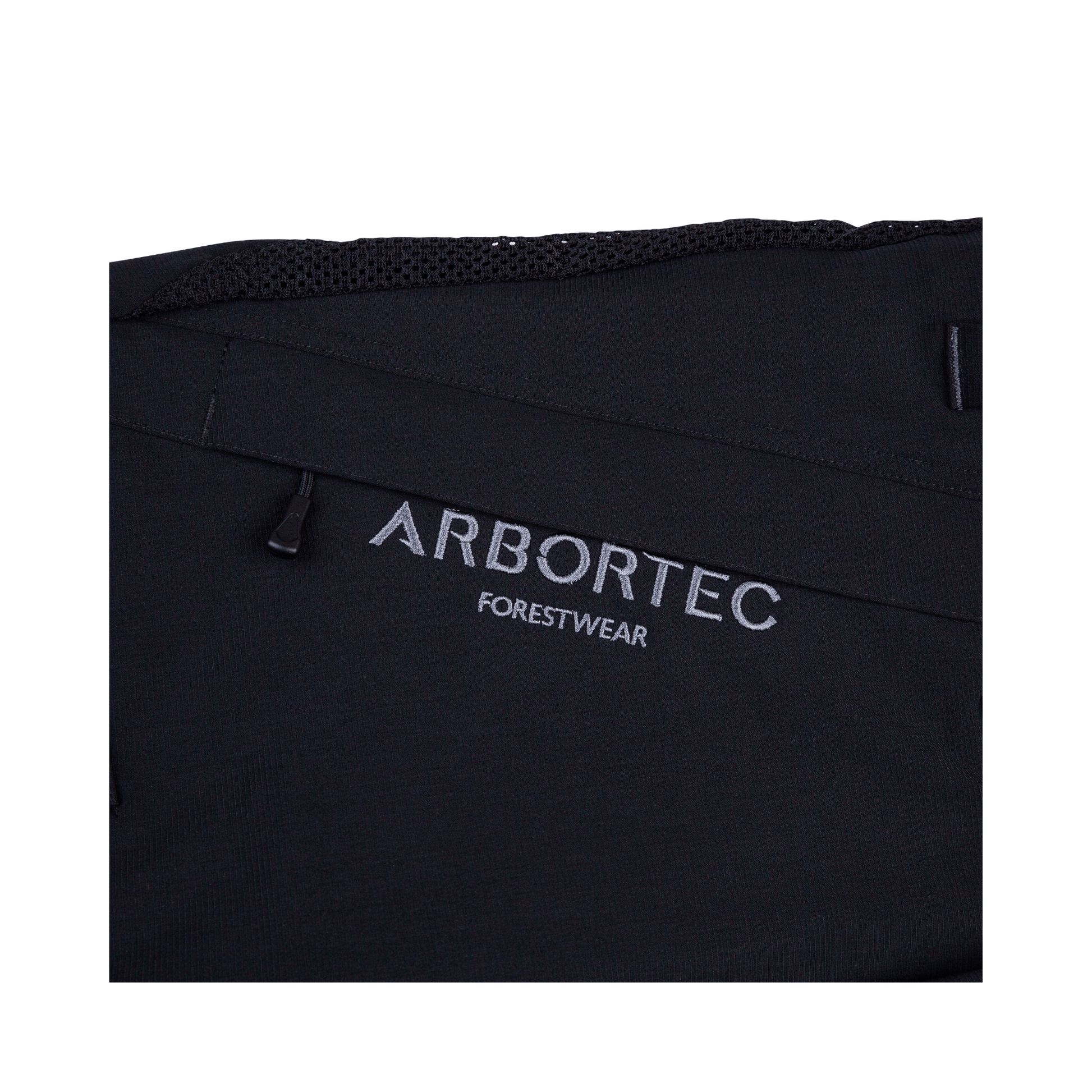 Vented Chainsaw Trousers Type A close-up showing Arbortec brand logo on lightweight cooling protection trousers.