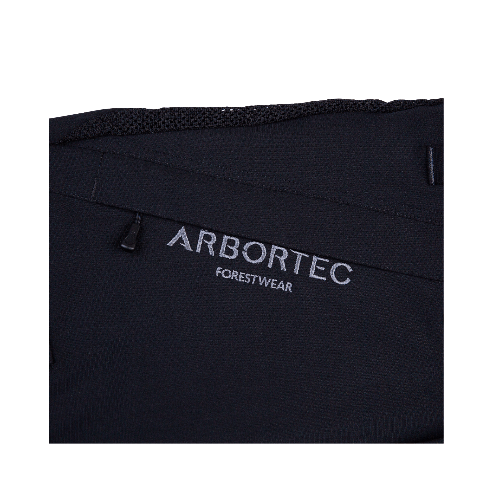 Vented Chainsaw Trousers Type A close-up showing Arbortec brand logo on lightweight cooling protection trousers.