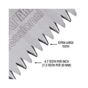Zubat Arborist Professional Pruning Saw 330mm teeth details, featuring extra-large teeth for efficient cutting.