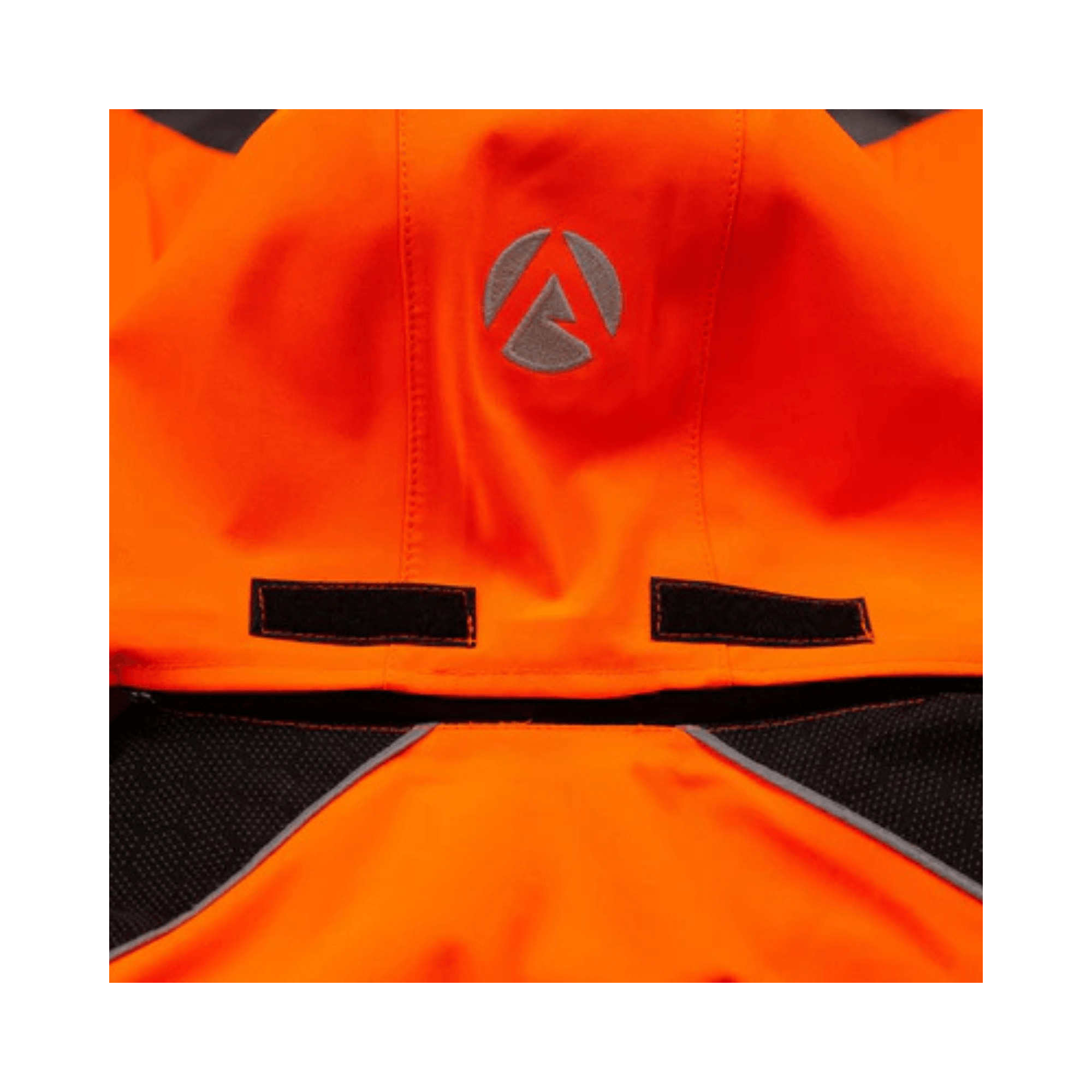 Heavy Duty BreatheDry Hi-Vis Smock close-up view showing bright orange fabric and logo, ideal for arborist and tree surgeon use.