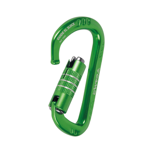 GUIDE XL 3LOCK Aluminium Carabiner in green color with triple-lock mechanism for high-performance use.