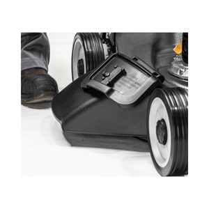 Close-up view of the grass collection bag on the Virtue 50 SVP Variable Speed 4 in 1 Petrol Lawnmower.