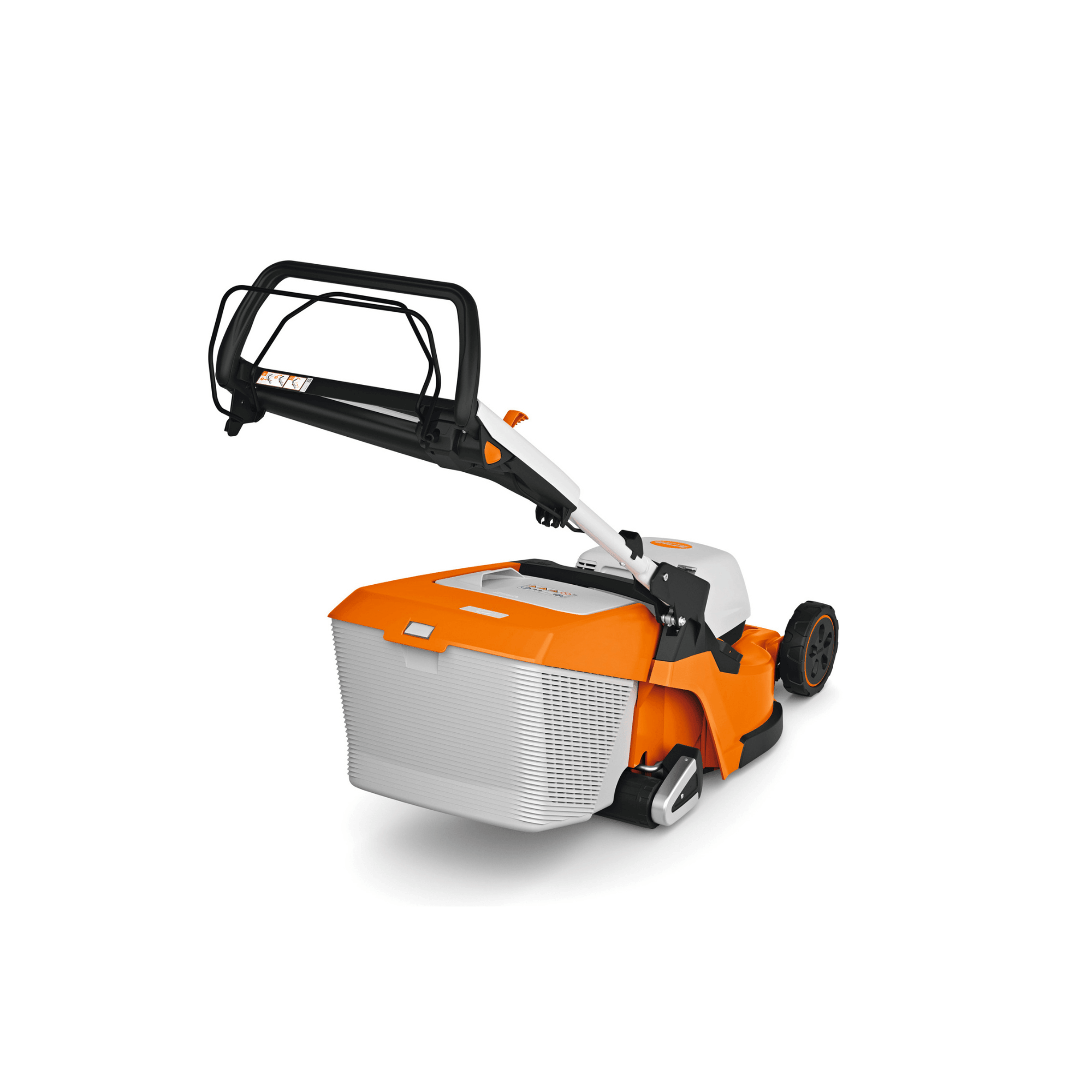 STIHL RMA 448 RV cordless lawnmower with two AK System battery slots for quick battery changeover.