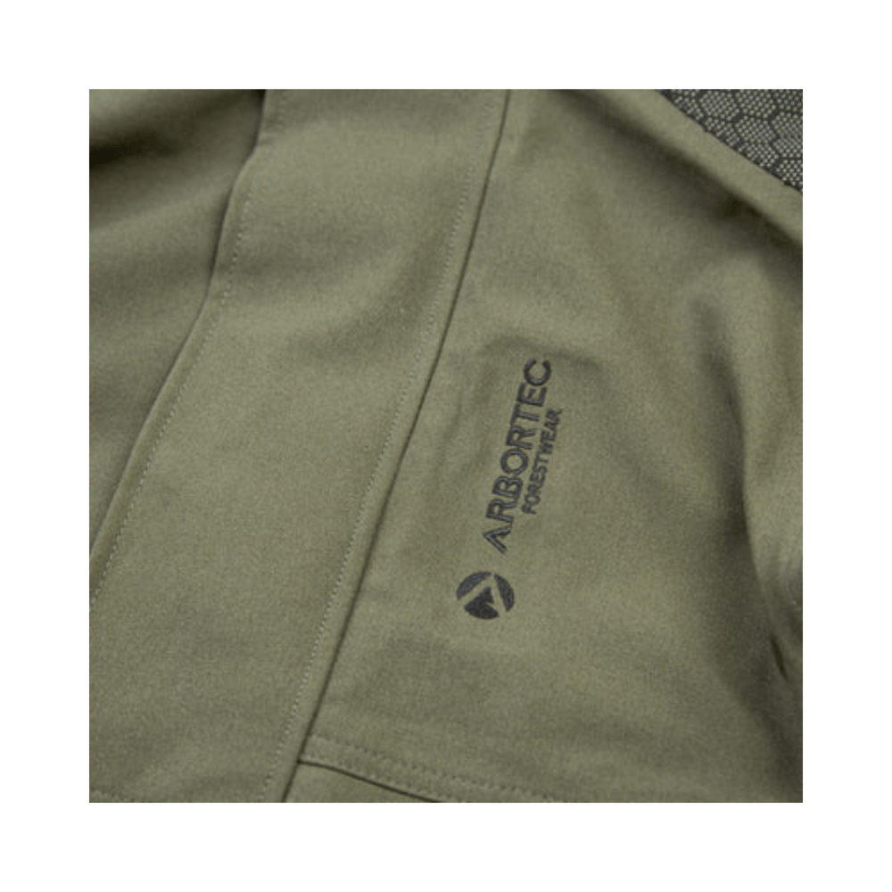 BreatheDry Heavy Duty Smock close-up featuring ArborTec logo on fabric for tree surgeon and arborist use.
