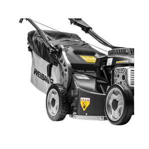 WEIBANG Virtue 53 ASD LV Self Propelled Petrol Lawnmower close-up, showcasing build quality and features.