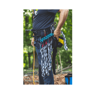 Speedline Sling 100cm / 40" attached to arborist harness for efficient tree rigging.