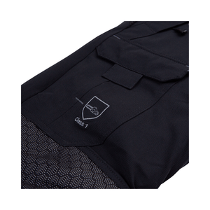 Vented Chainsaw Trousers Type A close-up showing Class 1 certification and fabric details.