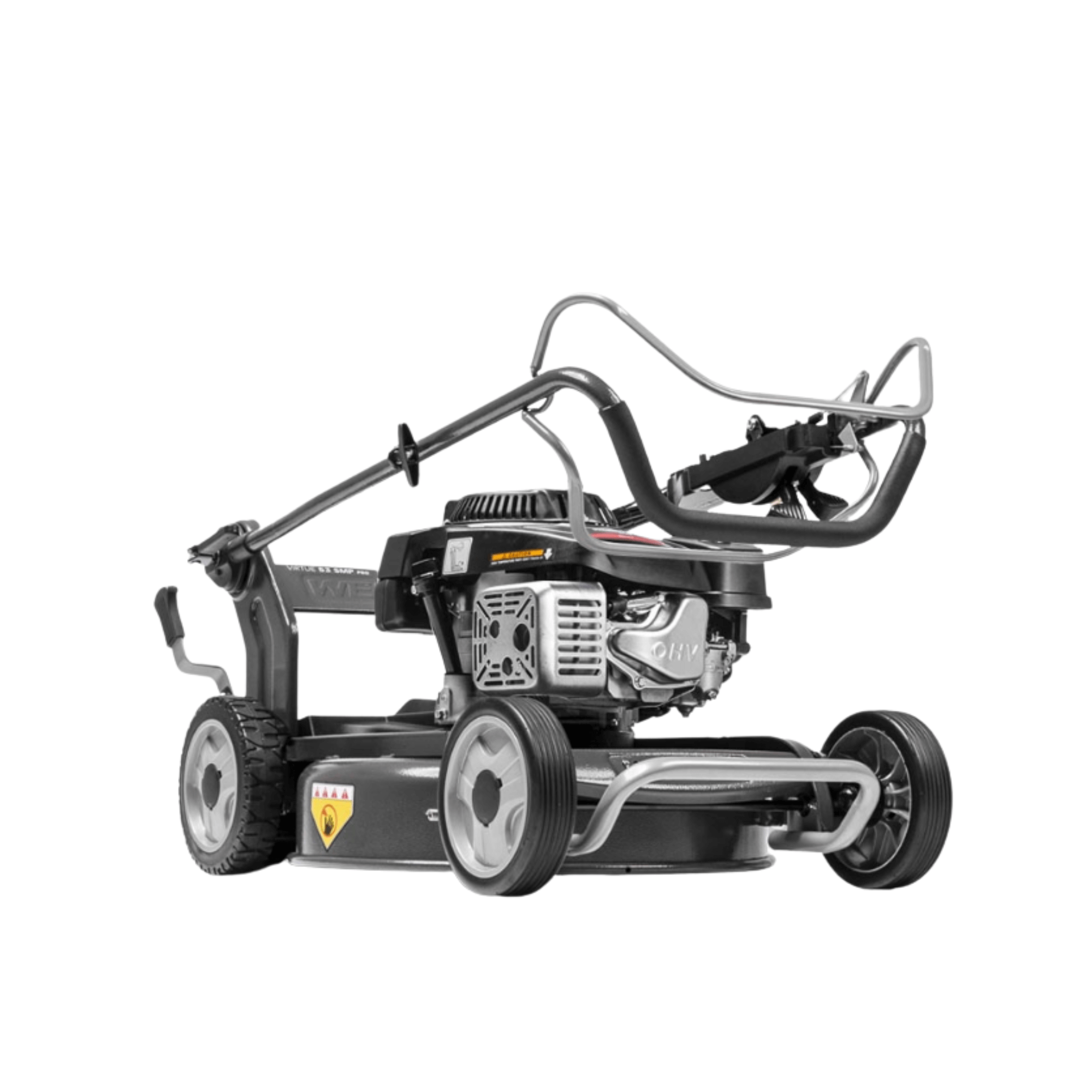 Virtue 46 SMP LV Petrol Mulcher Lawnmower side view showcasing its durable design and powerful engine.