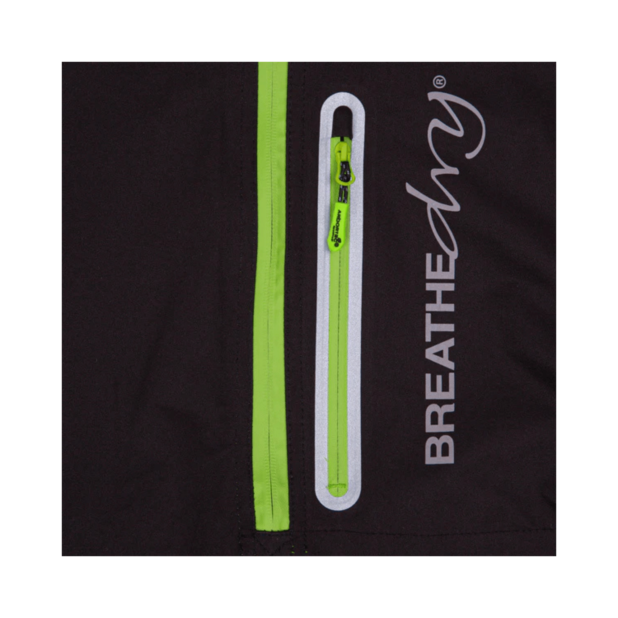 Close-up of the Breathedry Waterproof Smock featuring a zip pocket and logo, designed for arborists.