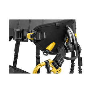Detailed view of the Sequoia Plus Tree Climbing Harness showing its ergonomic design and integrated SRS system.