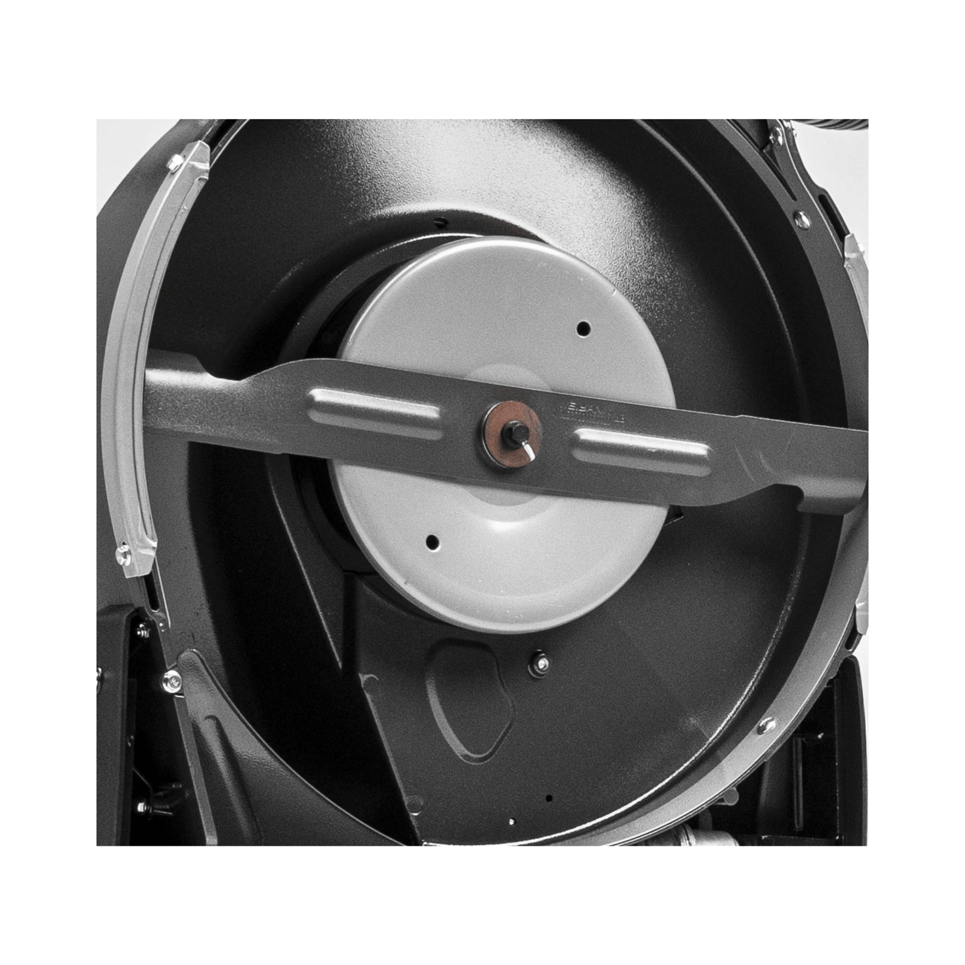 Close-up of the rear roller mechanism of the Legacy 48 PRO Rear Roller Petrol Lawnmower for maintenance and performance.