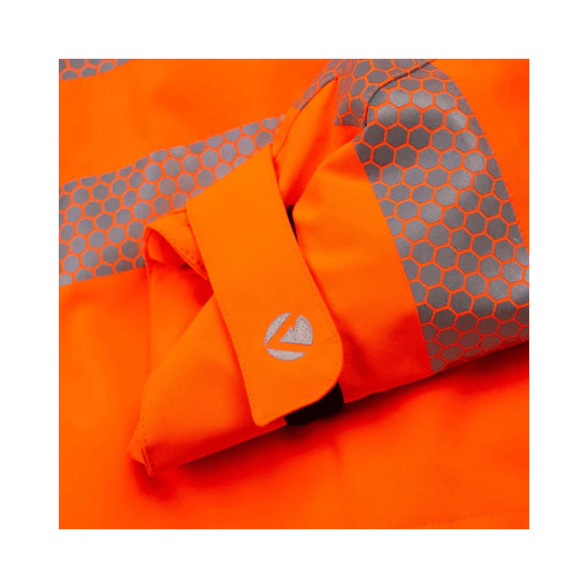 Close-up of Heavy Duty BreatheDry Hi-Vis Smock showing high visibility orange fabric and reflective details for arborists.